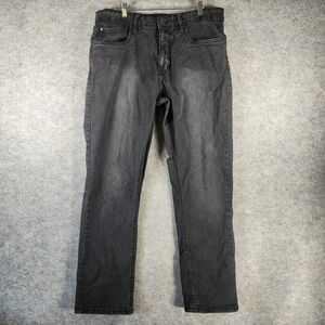 Urban Star Men Premium Apparel Straight Leg Jeans Faded Washed-Out Black 34x30